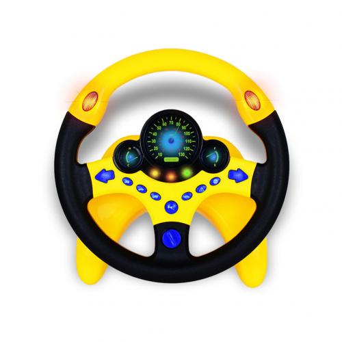 Børn rat med lys lyd simulering køreuddannelse legetøj: Gul
