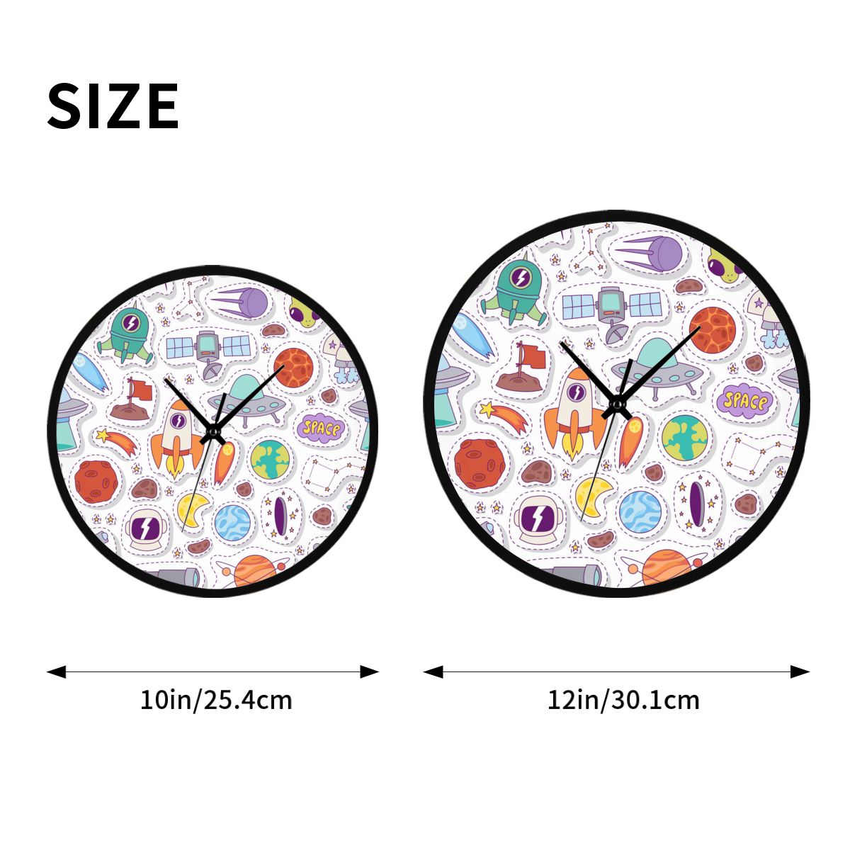 3D Cartoon Astronaut Space Ship Wall Clock Living Room Quartz Watch DIY Home Decoration Round Clocks