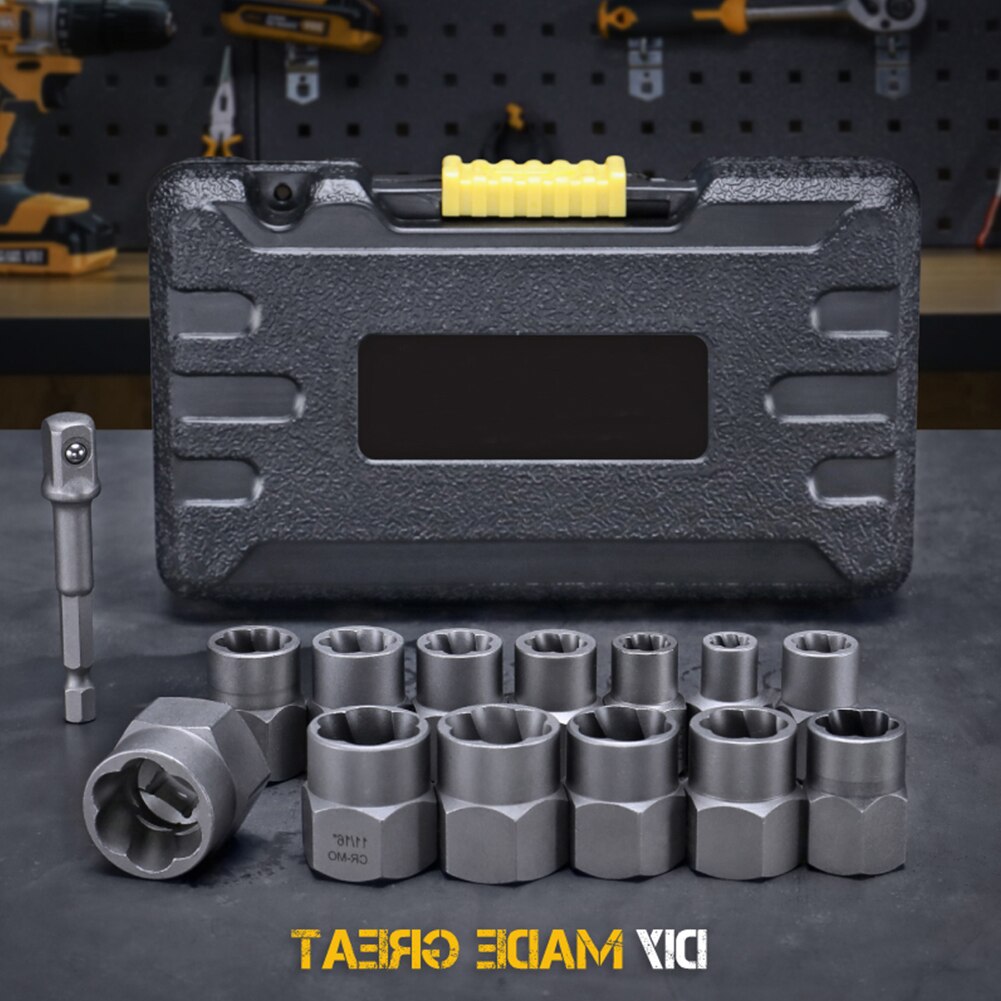 Anti-Theft 14pc Nut And Bolt Extractor Tool Set Bolt Nut Removal Extractor Multi-Functional Socket Tool Set