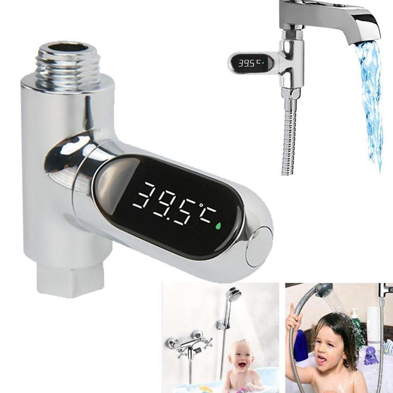 Led display vand brusebad termometer selvgenererende elektrisk strøm monitor vandtemperatur smart meter termometer
