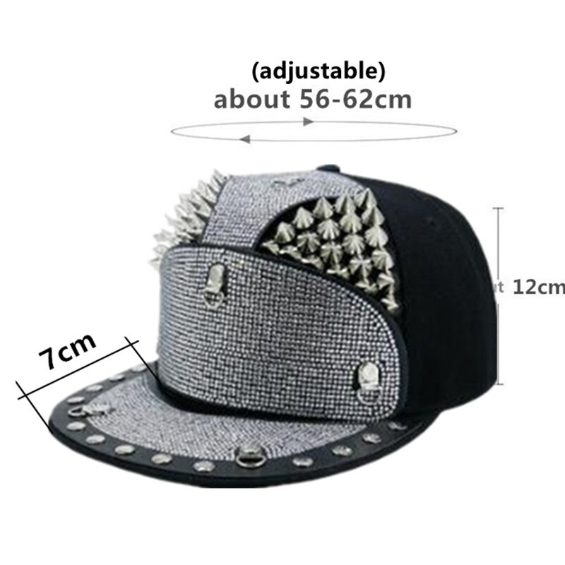 Siloqin Mannen Vrouwen Hip Hop Caps Novelty Diamanten Ingelegde Hoofdtooi Decoratie Platte Rand Hoed Trend Liefhebbers Baseball hoeden