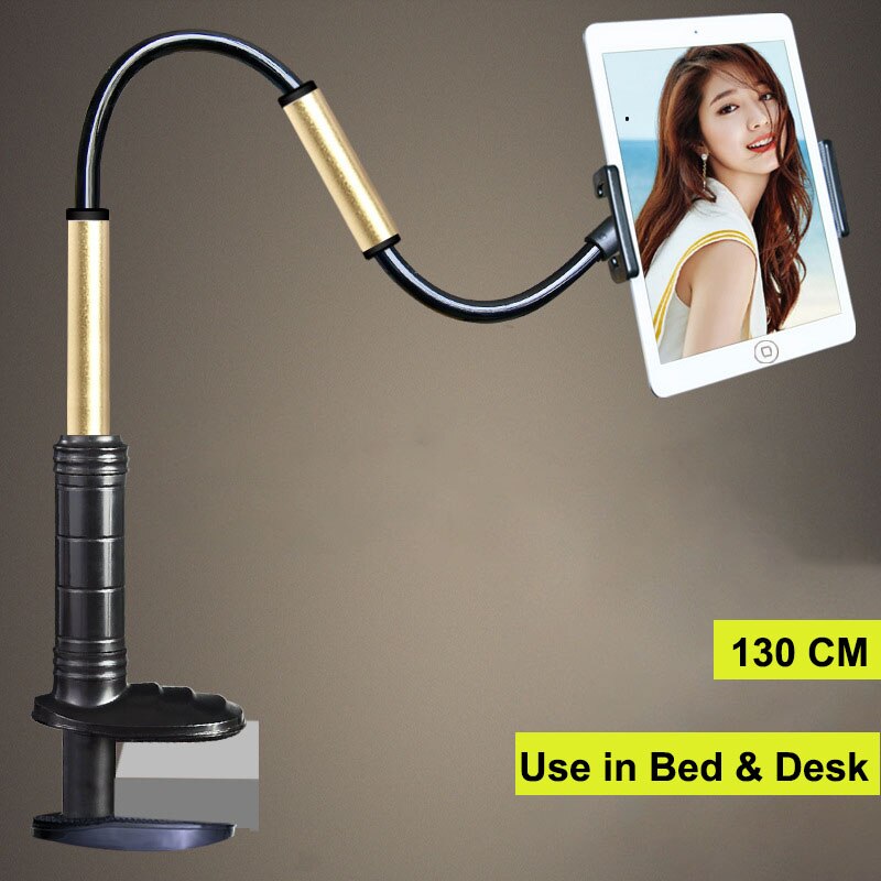 130cm fleksibel bordholder til tablettelefoner, der kan justeres til 5 to 12.9 tommer sengestøttebeslag til tablettelefon til ipad pro: 130cm sorte