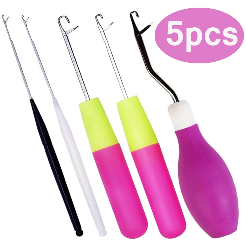 KAOBUY 5PCS Different Size Latch Hook Set,Latch Hook Supplies,Latch Hook Crochet Needle,Bent Latch Hook For Carpet Making