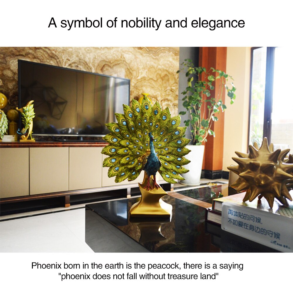 Creatieve Decoratie Hars Ambachten Moderne Woonkamer Decoratie Pauw Open Screen Thuis Feng Shui Decoratie Huwelijkscadeau