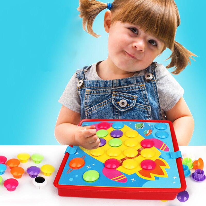 Button Art Toys for Toddlers, Color Matching Mosaic Pegboard Early Learning Preschool Educational Toys