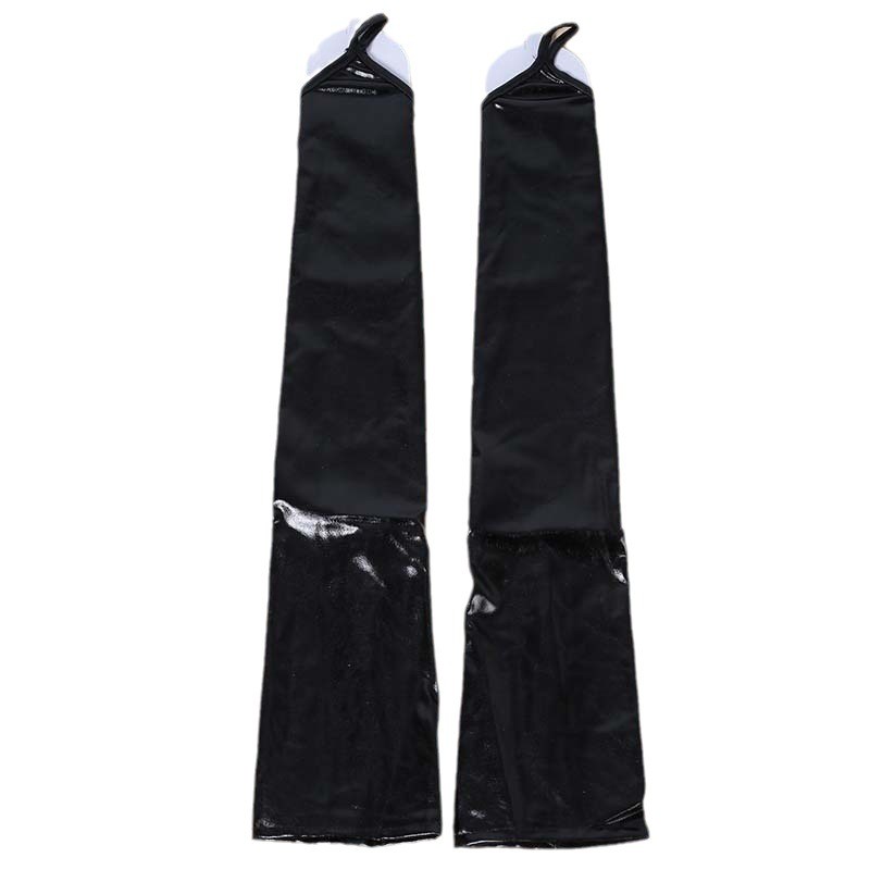 Sexy Dames Lak Lederen Handschoenen Halloween Cosplay Nachtclub Podium Voorstelling Paaldans Arm Mouwen Haak Vinger Lange Want
