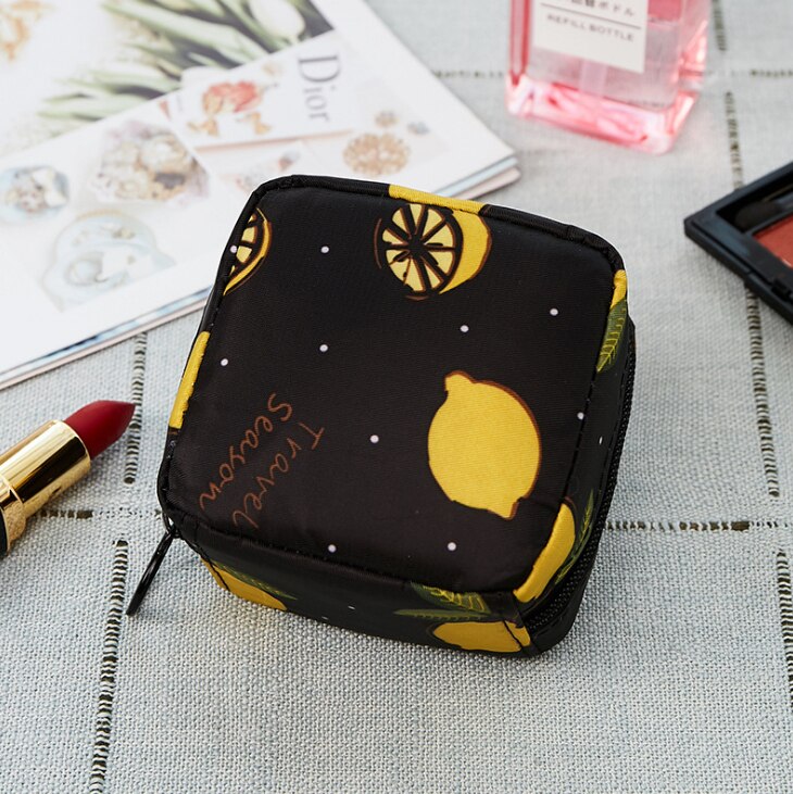 Mini dames cosmetische tas cactus reis toilettas beauty make-up tassen cosmetica organizer rits make-up case etui: Citroen