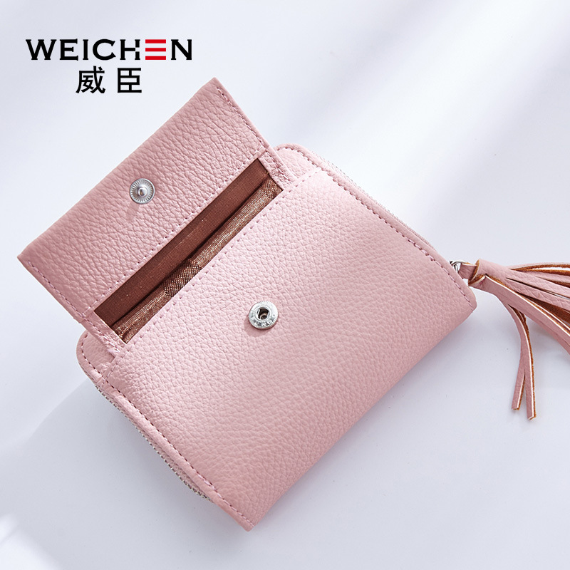 WEICHEN portefeuille femme gland avec fermeture à glissière porte-monnaie porte-carte dames sacs à main court concepteur femmes portefeuille en vogue