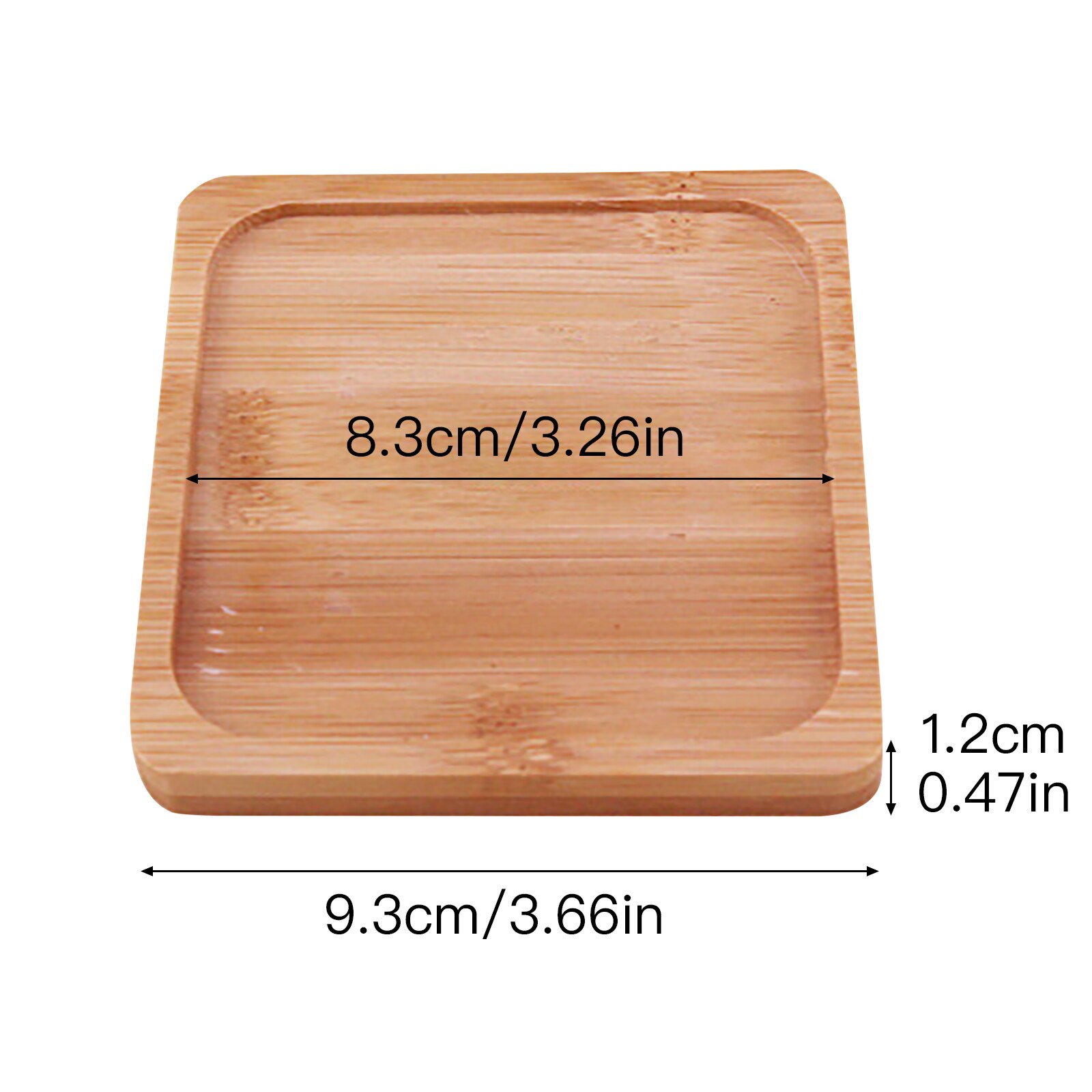 2Pcs Bambu Vierkante Bamboe Platen Bloem Stand Ronde Kommen Voor Vetplanten Potten Trays Base Stand Tuin Decor Plant Stand: 9.3x1.2cm 2pcs