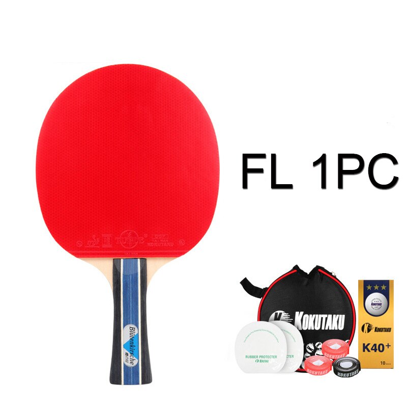 Table Tennis Racket With Rubber Pingpong Paddle 5 Layer Pure Wood Ping Pong Racket Bat: FL