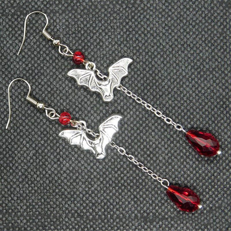 Red bat earrings, Silver Bat Jewellery VAMPIRE BLOOD BAT earrings, black Blood Bat Pendant, Pendant, Halloween, Gothic Emo