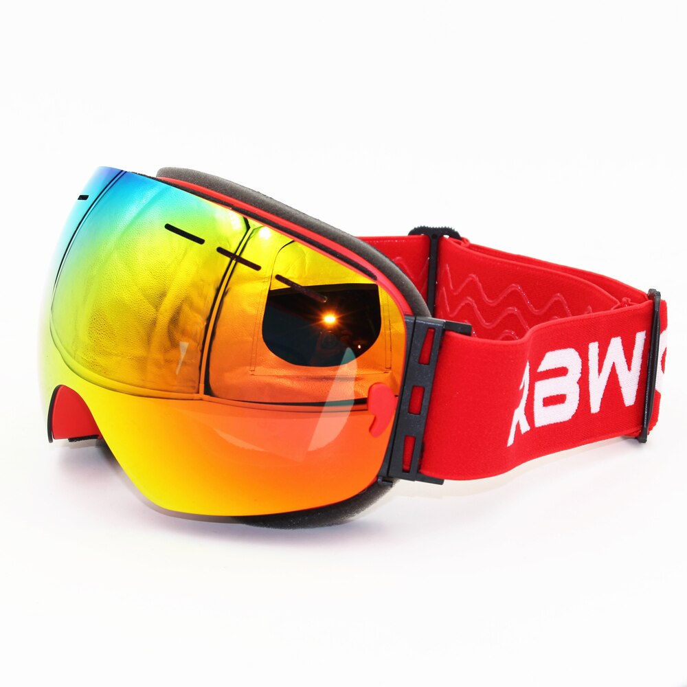 Rbworld merk grote skibril dubbele lens  uv400 anti-condens volwassen snowboard skibril dames heren gepolariseerde sneeuwbril