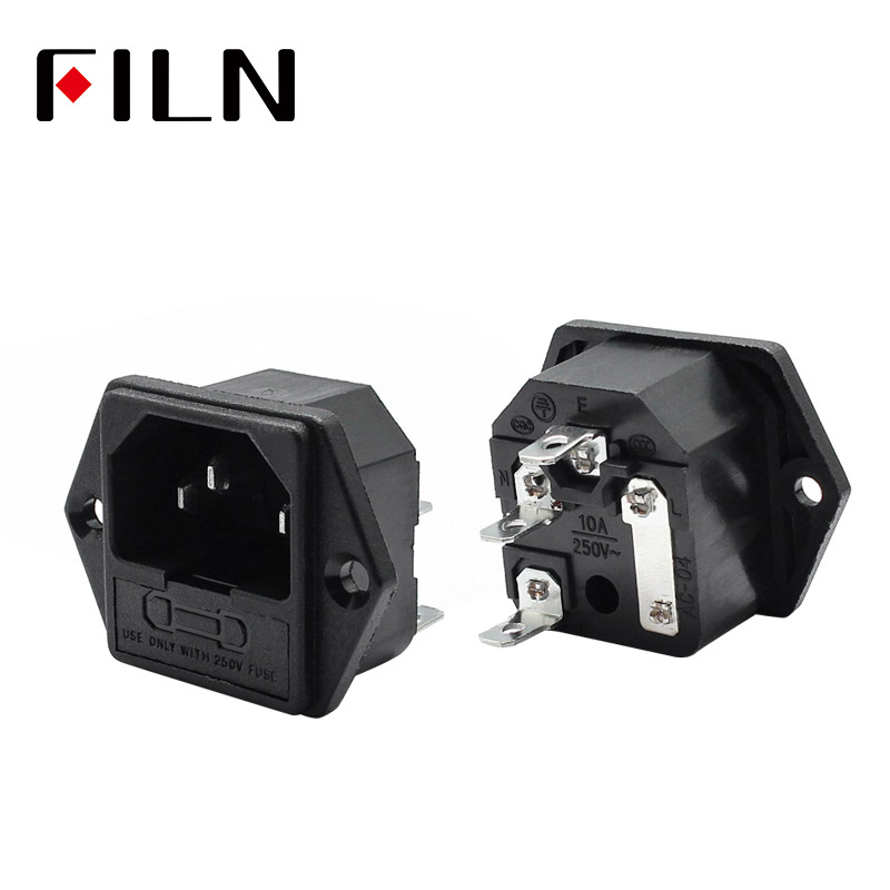 10a 250 vac 3- stifts iec 320 c14 inloppskontaktuttag eluttag med röd lampa vippomkopplare 10a säkringshållaruttag hankontakt: Ac -02