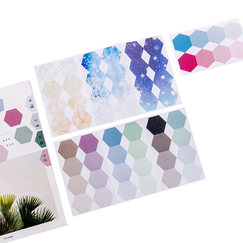 24pcs/pack Gradient Color Hexagon Index Classification Stickers Note Memo Stickers Study Office Supplies Sticky Notes
