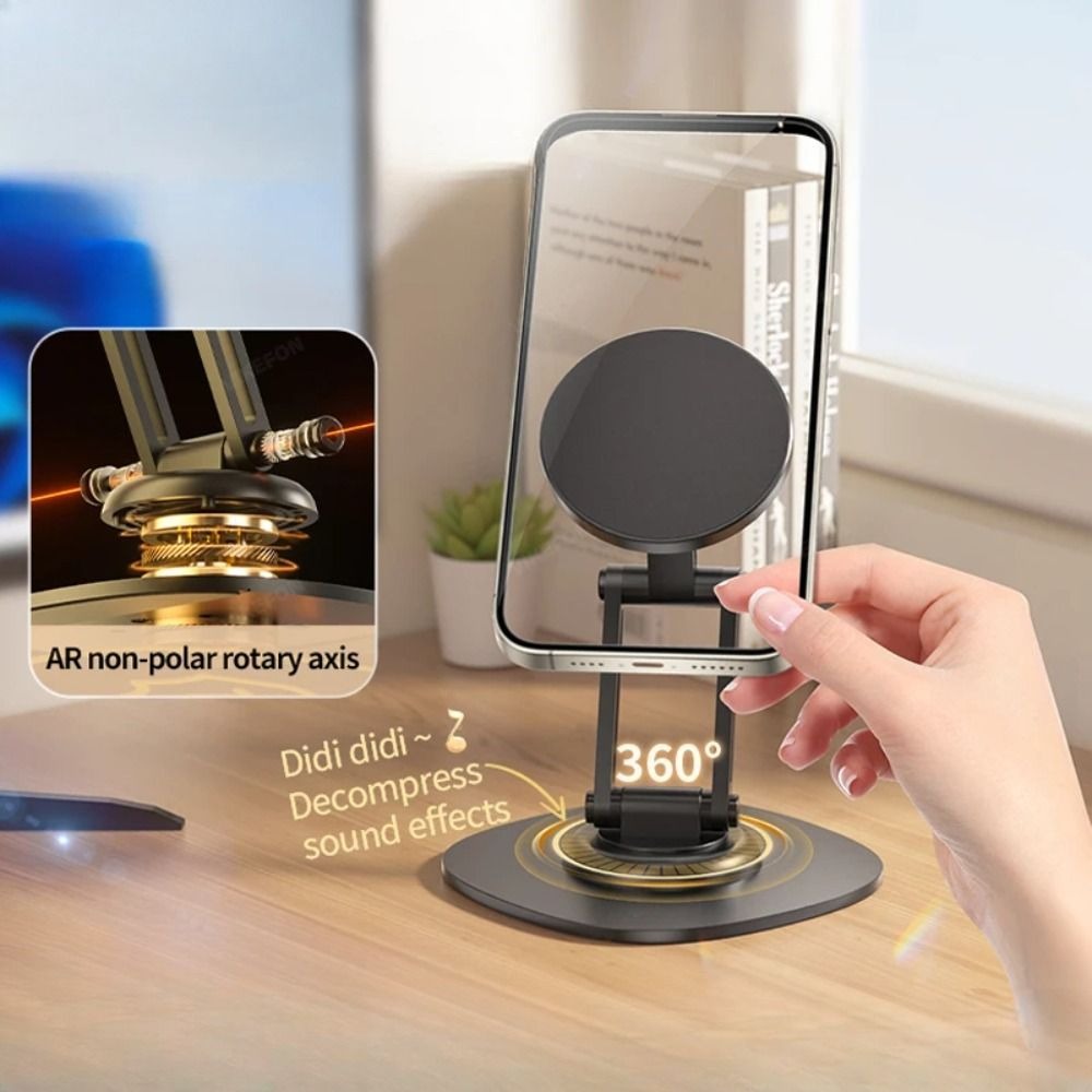 Aluminium Alloy Magnetic Desktop Phone Stand Foldable 360 Rotation Phone Holder Support for Magsafe iPhone 16 15 14 13 12