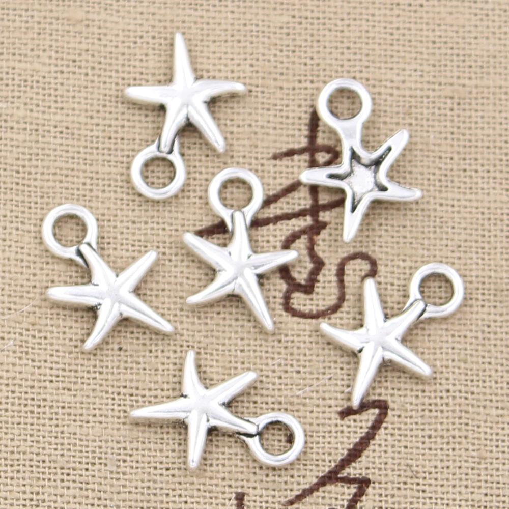 40pcs Charms Starfish 17x11mm Antique Silver Color Plated Pendants Making DIY Handmade Tibetan Silver Color Jewelry