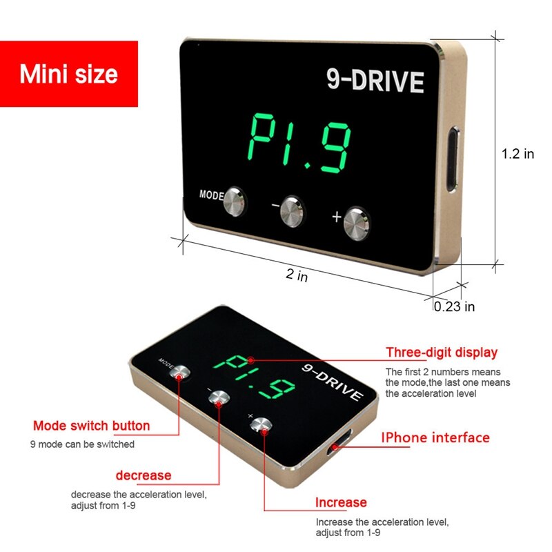 Electronic Throttle Controller 9 MODE Pedal Accelerator Fuel-Efficient for Jeep Wrangler JK Dodge Challenger RAM 1500