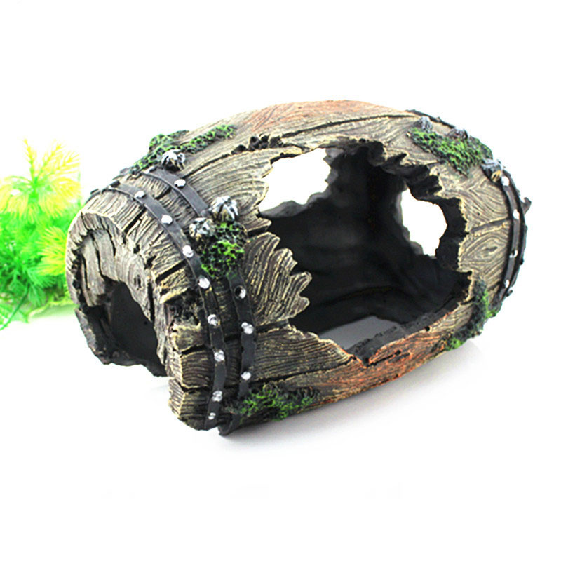 Harpiks tønde hule krybdyr skildpadde kasse akvarium akvarium akvarium kunstig tønde harpiks ornament hule landskabspleje dekoration