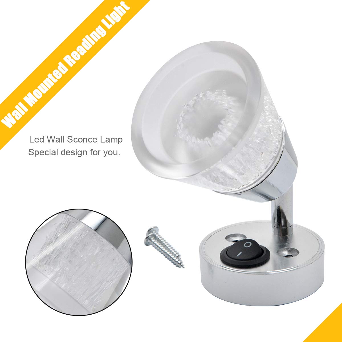 12V Reading Light Caravan Bedside Spot Lamp 3500K Warm Camper Interior Wall Night Light Adjustable For RV Motor Home Truck Car
