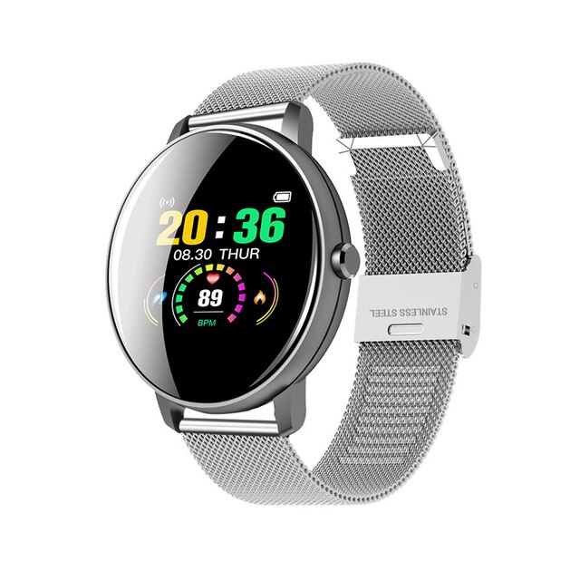 Smar twatch Full Touch Rotonda Donne di Pressione Sanguigna Orologio Smartwatch Donne Impermeabile Frequenza Cardiaca Tracker Orologio di Sport Della Vigilanza: P8 steel Silver