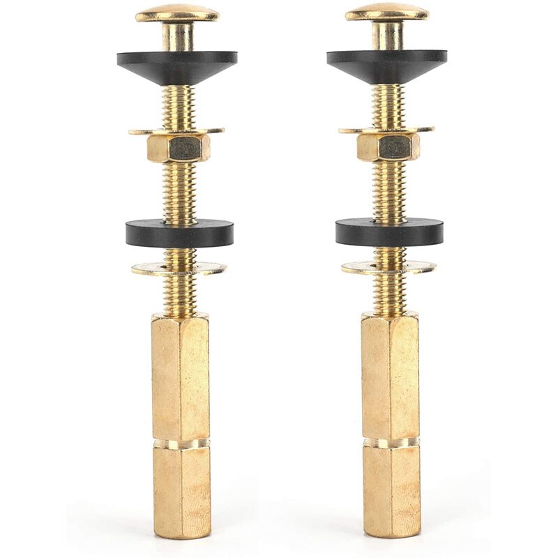 2 Pieces Toilet Tank to Bowl Bolt Kit, Heavy Duty Toilet Bolts for Toilet Tank Repair, with Solid Brass, Extra Long Nuts