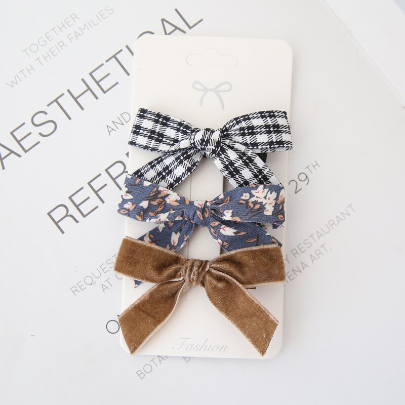 3 sztuk/zestaw nowy łuk włosy dziewczynki klipy pled kropka tkaniny Bowknot dzieci spinki kwiat Barrettes dla dzieci...: 4