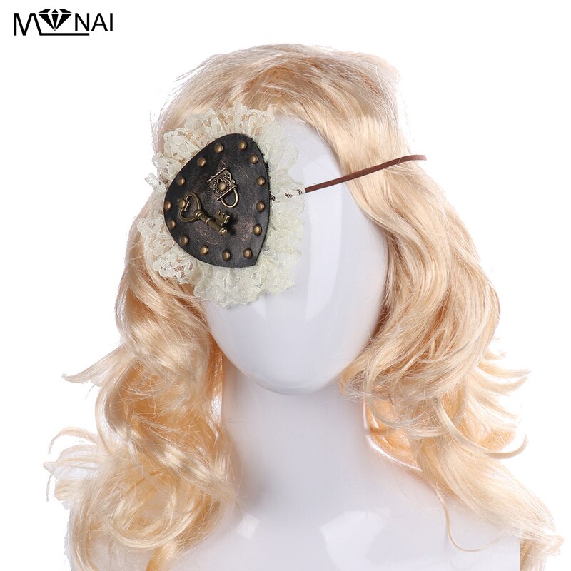 Steampunk Klinknagel Oogmasker Lolita Kant Enkele Blinddoek Patch Punk Props Halloween Party Oogmasker Cosplay