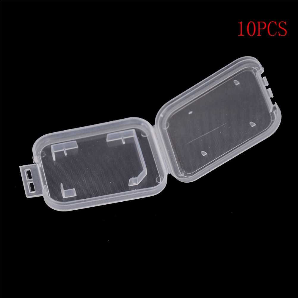 10 stk 48* 38* 6mm sd sdhc minnekort etui holder beskytter gjennomsiktig plastboks oppbevaring