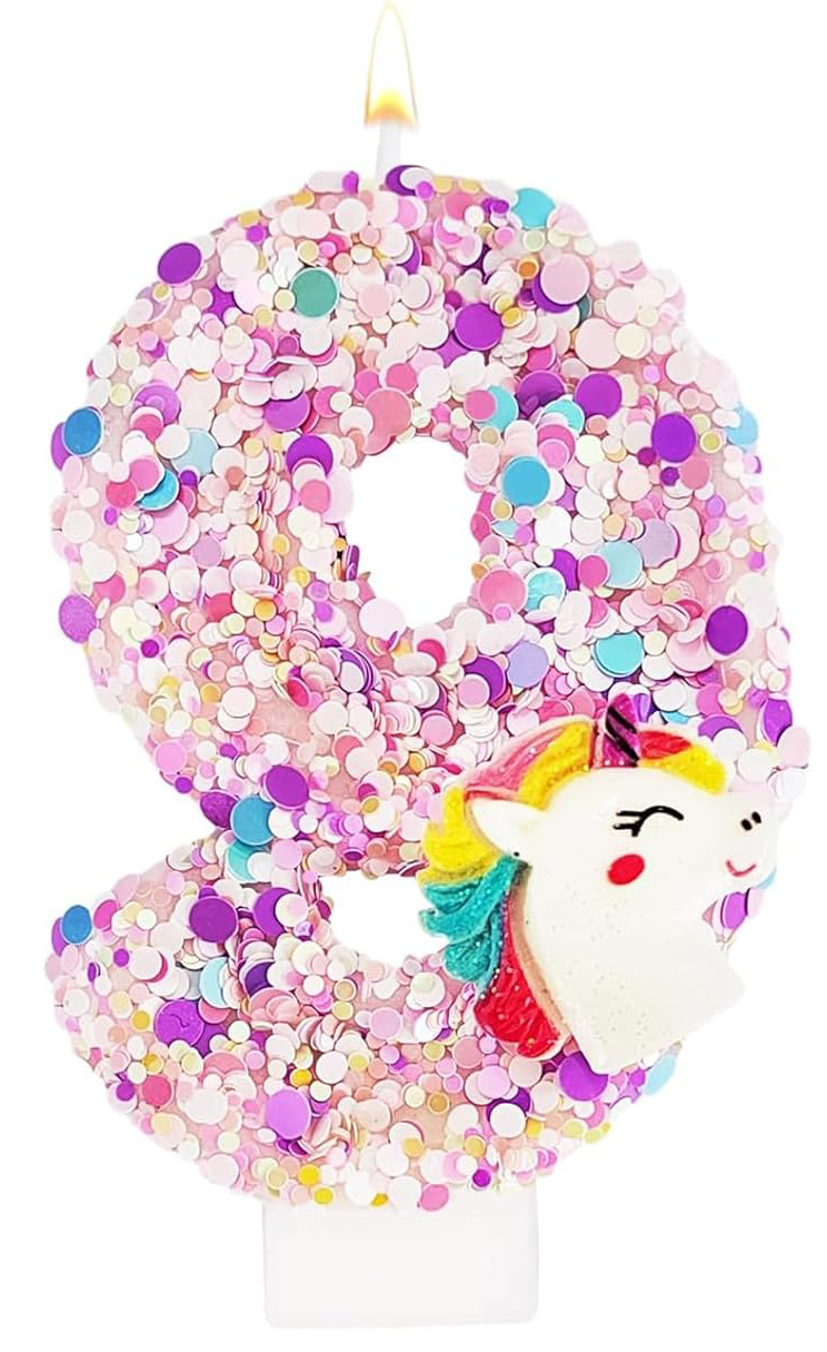0-9 Number Birthday Candle,Happy Birthday Cake Candle， Unicorn Themed Party Supplies: BROWN