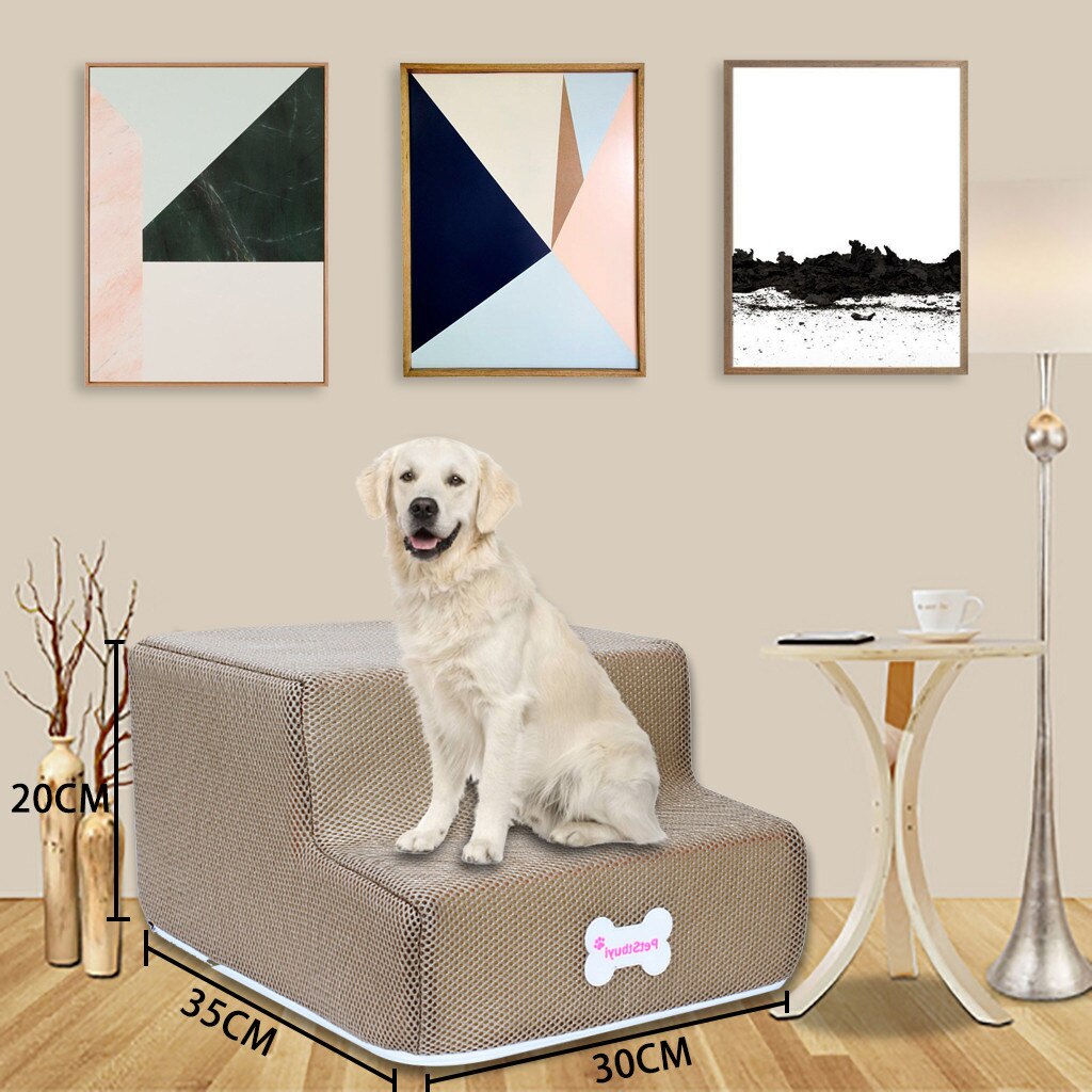 Pet Bed Stairs Pet Stairs Breathable Mesh Foldable Pet Stairs Detachable Dog Ramp 2 Steps Ladder for Small Dogs Puppy Cat Bed