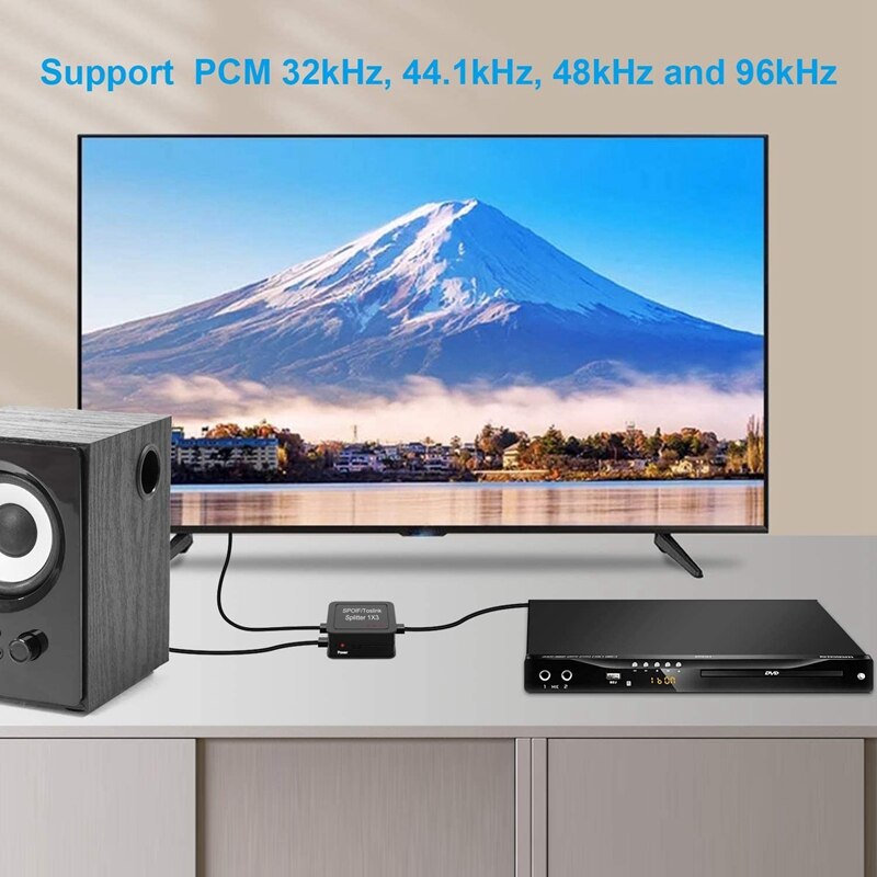 Digital Optical Audio 1X3 Splitter,Digital SPDIF TOSLINK Optical Fiber Audio Splitter,1 in 3 Out, for Blue-Ray DVD HDTV