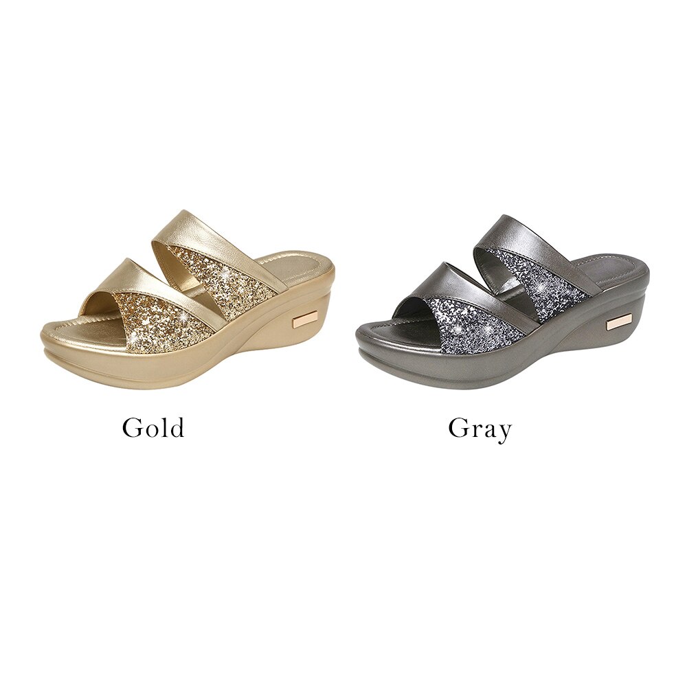 Women Bling High Heel Pumps Ladies Platform Sandals Slipper Peep Toe Mules Wedges Slides Wedding Shoes Zapatos De Mujer