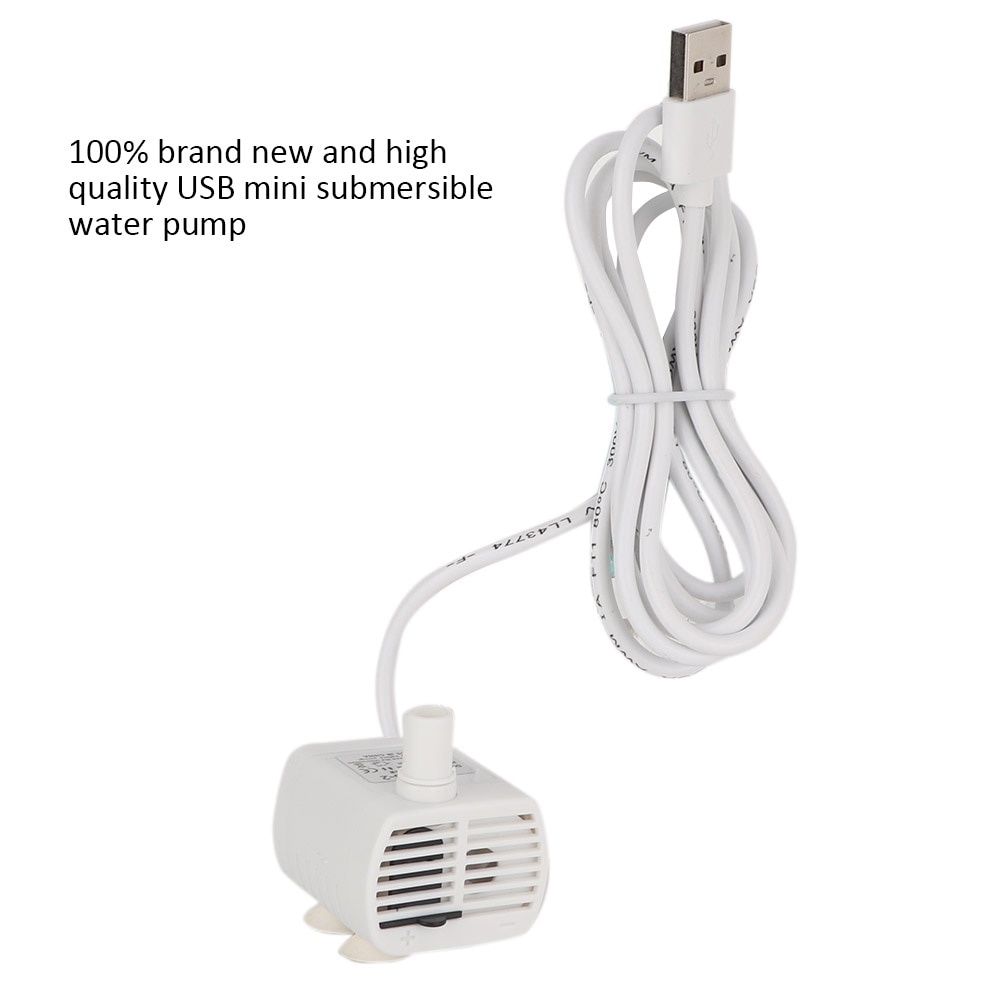 200l/ uur witte usb mini-pomp dompelpomp voor vissen, aquarium, waterdispenser voor huisdieren, waterdichte dompelpomp voor aquariums