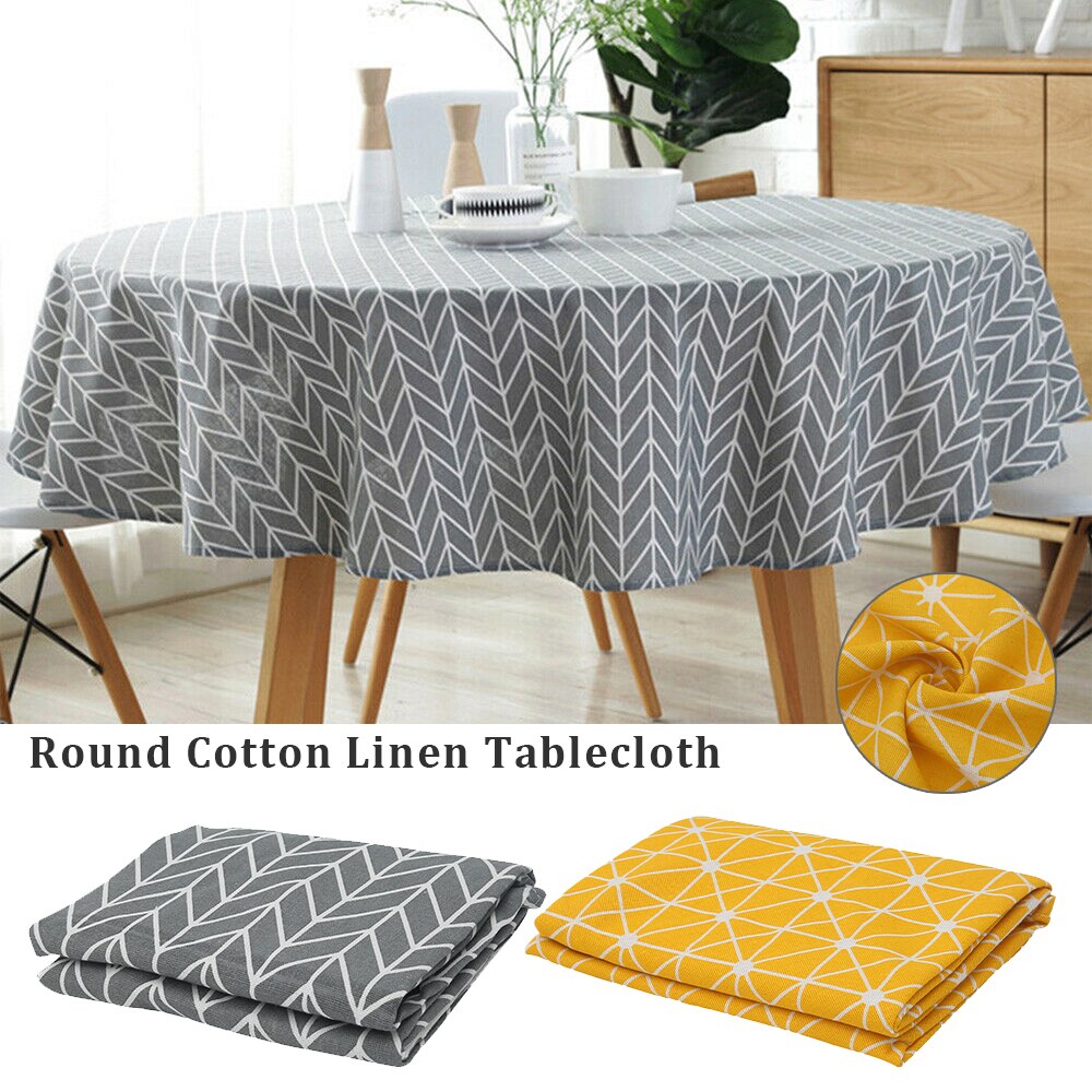 Nordic Style Round Tablecloth Simple Waterproof Restaurant Hotel Household Round Table Cloth Printing Plaid Geometric Animal