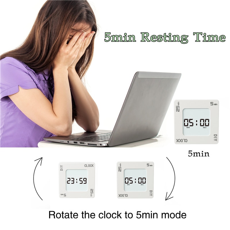 Digital LCD Alarm Clock DIY Time Management Tomato Timer Reminder Vibration Timer Snooze Flips Quartet Alarm Clock