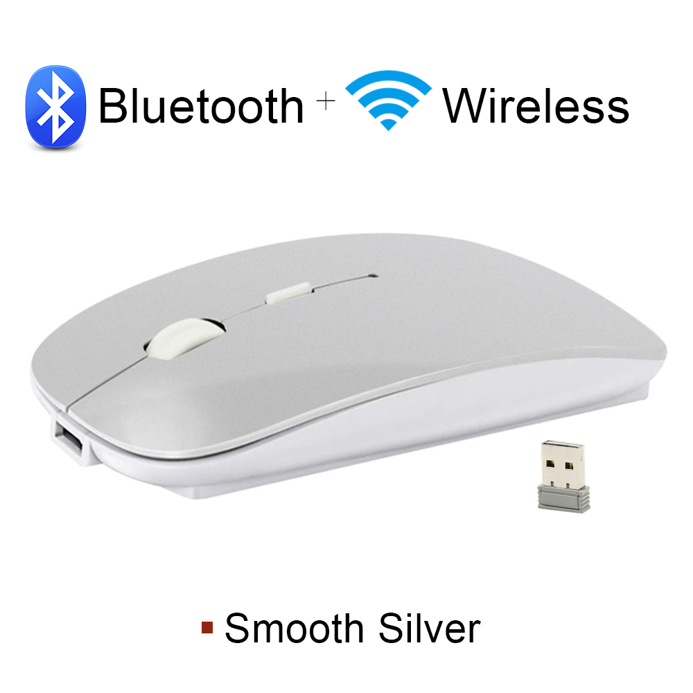 Draadloze Muis Stille Bluetooth Muis Draadloze Computer Muis Oplaadbare Usb Mause Ergonomische Muizen Geruisloze Voor Pc Laptop Mute: Silve Bluetooth Mice