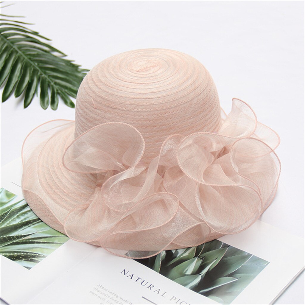 Chapeaux de soleil en Organza pour femmes, couvre-chef de mariage, à fleurs, , à Uv, nouvelle , # P2