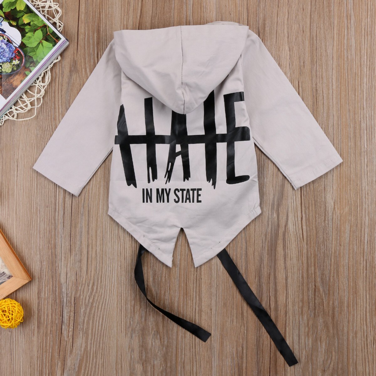 Estoque de moda bebê crianças manga longa com capuz casaco carta meninos criança casaco outerwear jaqueta 0-24 m