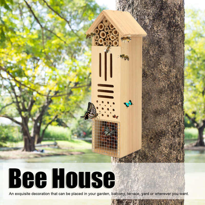 Wooden Insect Boxes Insect Bee Hotel House Insect House Hanging Bee Hotel Nests Shelter for Indoor Outdoor Garden Supplies