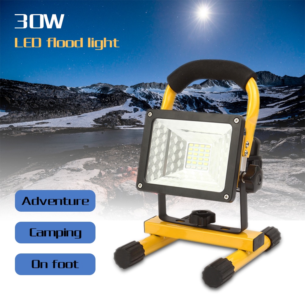 Oppladbar flomlys 30w 24 led spot lys vanntett utelys med lader  by 18650 batteri konstruksjon spot lampe
