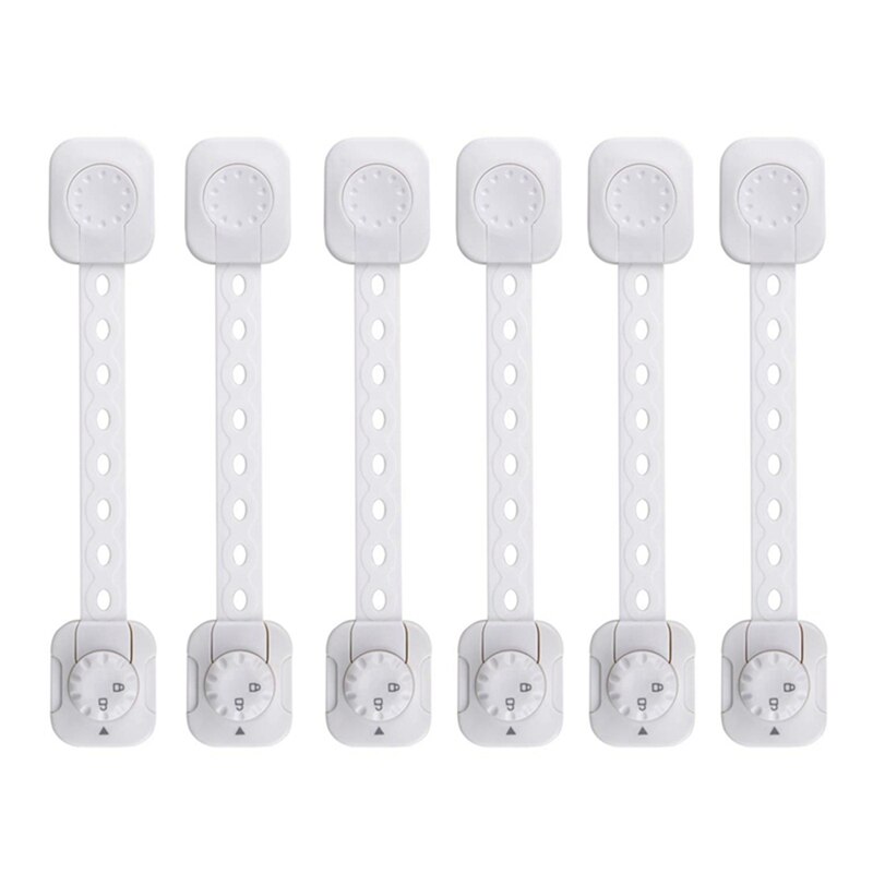Child Proof Safety Locks, 6 Pack Baby Proof Cabinet Locks With Adjustable Strap Adhesive, Baby Proof Lock: white