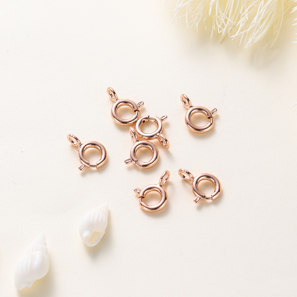 10 Uds./14K 18K cierre de resorte redondo de oro con anillo de salto cierre de conexión abierta para joyería DIY collar cadena accesorios de fabricación