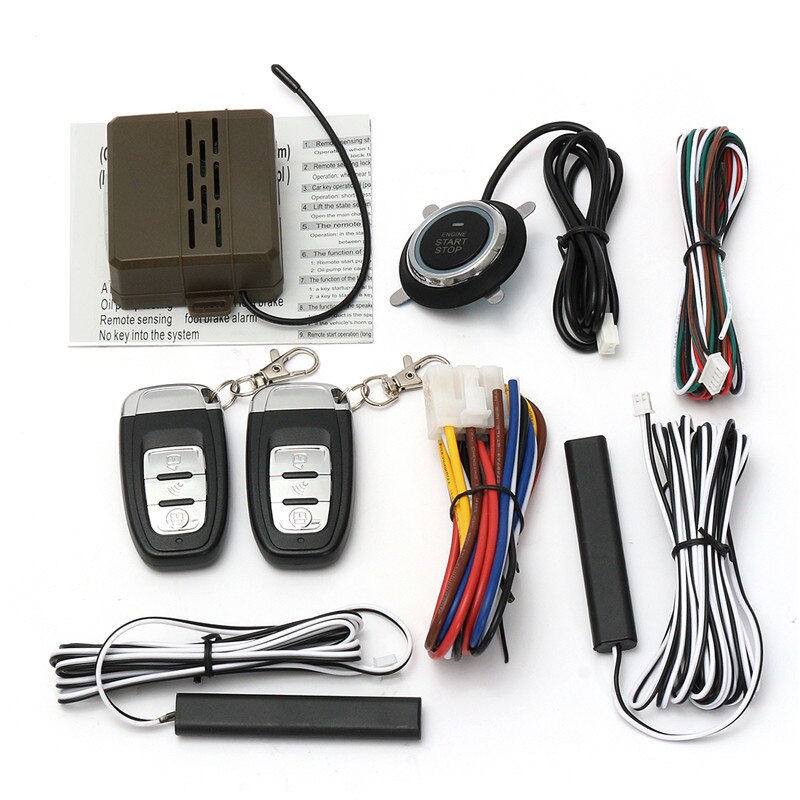 12V Auto Alarm Een Start Stop Knop Motor Drukknop Rfid Lock Contactslot Keyless Entry Starter Antidiefstal systeem
