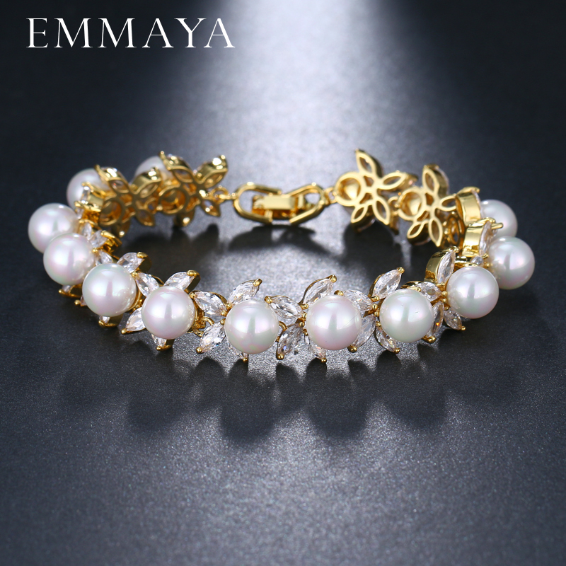 EMMAYA Round Imitation Pearl Unique AAA CZ Bracelet Sets For Women Jewelry Friendship Bracelets