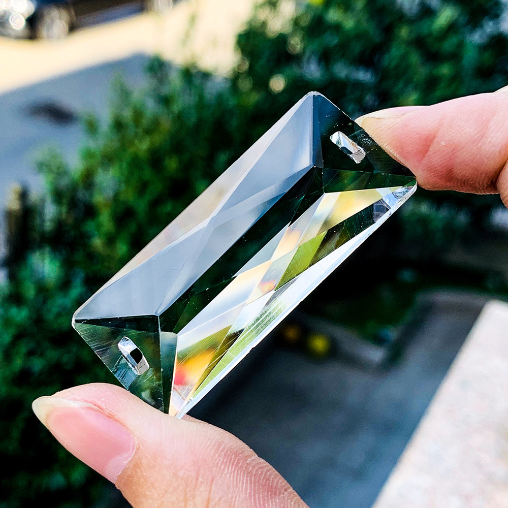 5PCS 50mm Rectangle Transparent Crystals Pendants Chandelier Glass Crystals Lamp Prisms Hanging Ornament Parts Drops 2 Holes