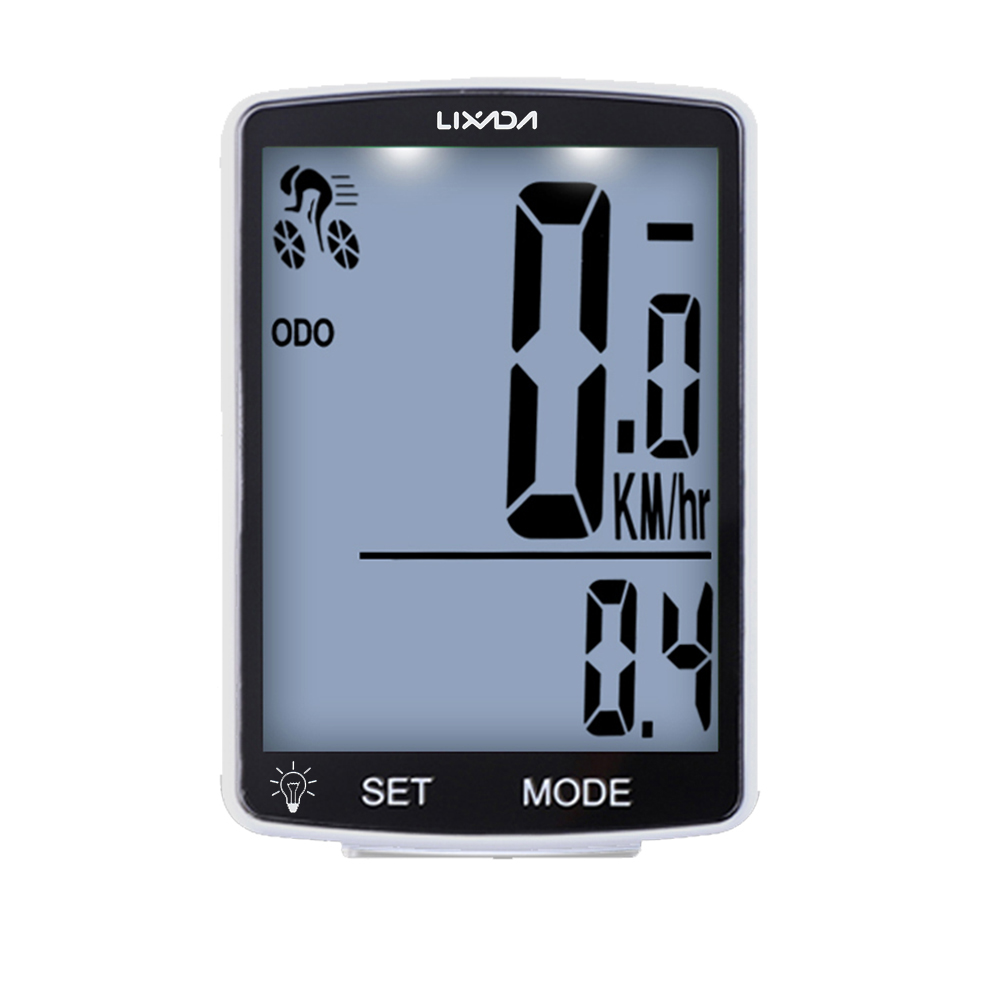 Computador LIXADA-bicicleta sem fio com tela LCD, MTB velocímetro, odômetro, IPX6 impermeável, medição do ciclo, temperatura, cronômetro: Branco