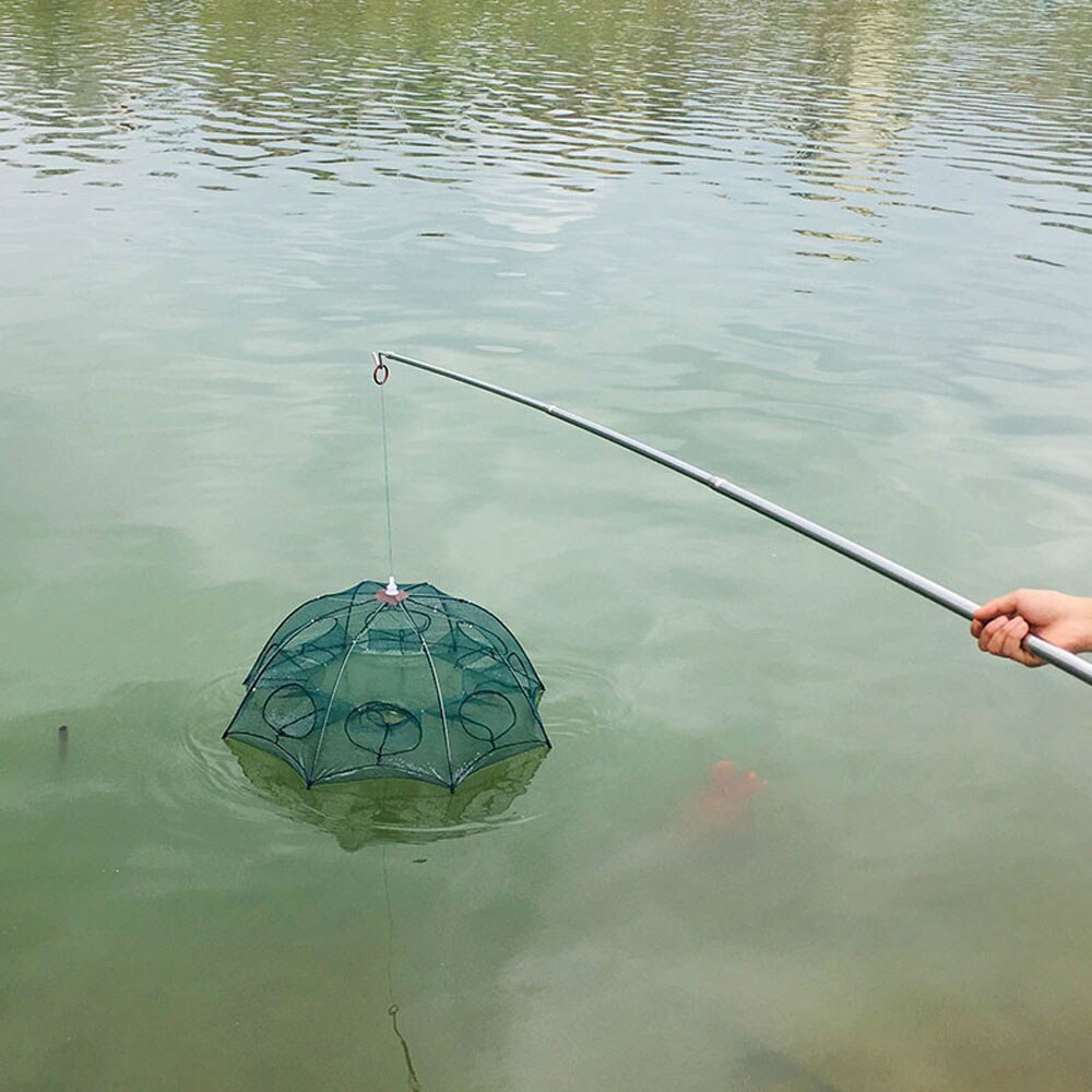 4-16 Holes Automatic Fishing Net Shrimp Cage Nylon Foldable Crab Fish Trap Cast Crayfish Shrimp Catcher Trap Cages раколовк