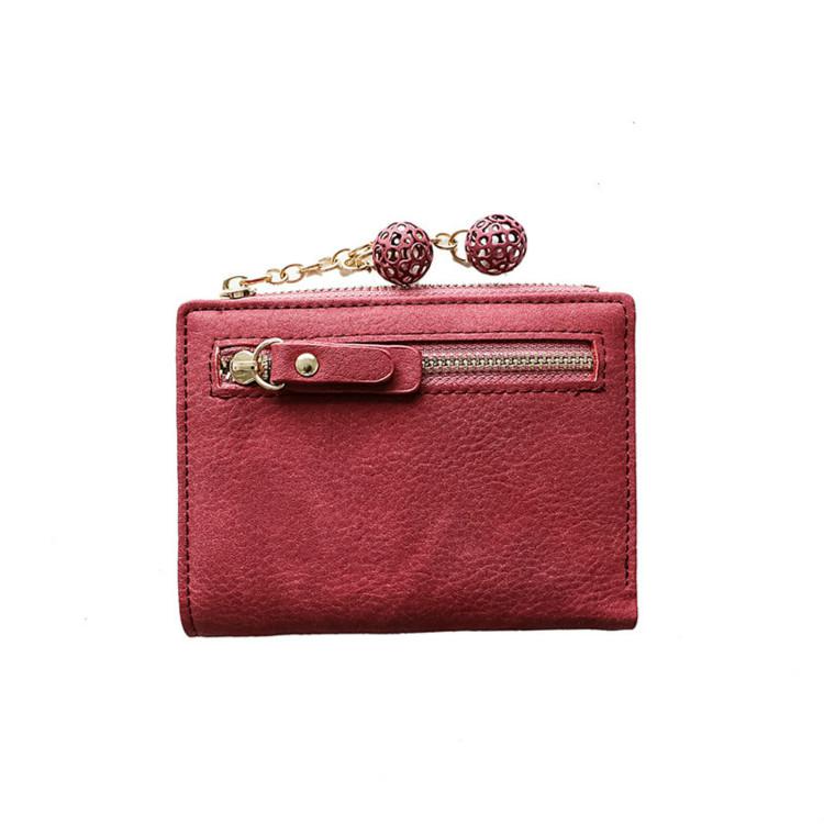 Cute Wallets PU Women Wallets Short wallet Student Coin Purse Card Holder Ladies Clutch Bag Cat Small Female Purse: Burgundy