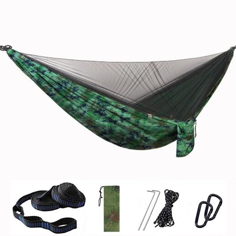 Hamac Anti-moustique à ouverture rapide automatique, 290x140cm, hamac simple Double avec moustiquaire, hamac de loisirs d&#39;extérieur: Camouflage