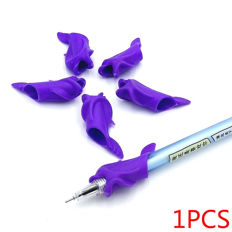 1 Pcs Kinderen Schrijven Potlood Pan Houder Kinderen Leren Briefpapier Set Practise Siliconen Pen Aid Grip Houdingscorrectie Apparaat: Purple 1pcs